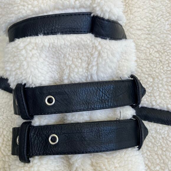 Copperose /Nasty Gal/ S-M Teddy Faux-Sherpa Aviator Jacket W Contrast Piping - Picture 12 of 16